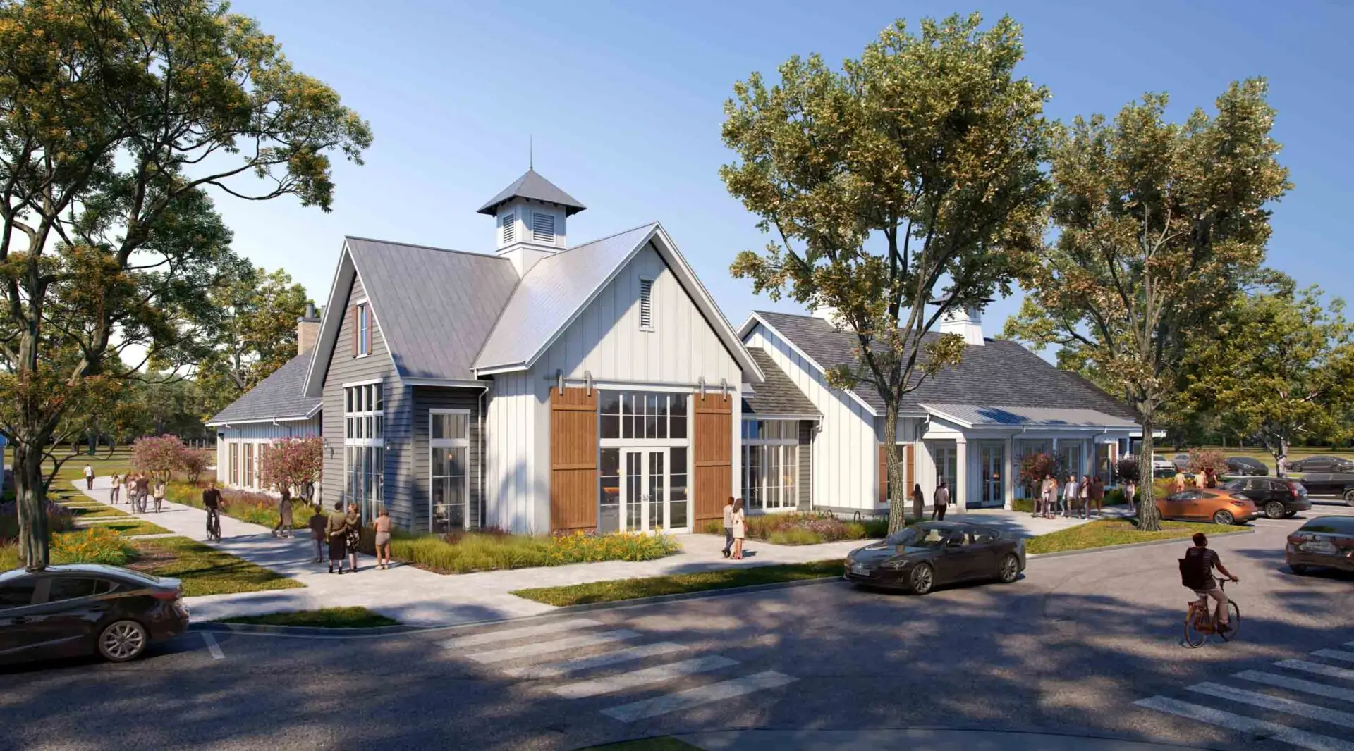 Rendering of Street Side Club House at Wild Air Landing apartments in zionsville
